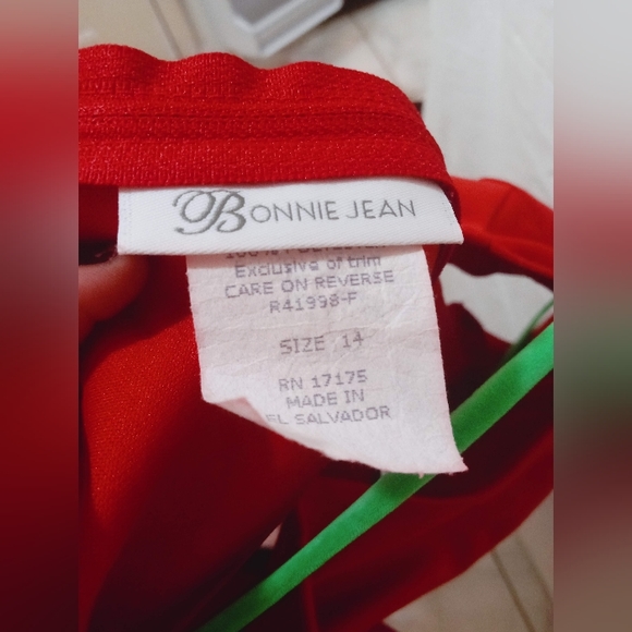 Girls red and navy Bonnie jean size 14 dress with striped bow. - Picture 5 of 7